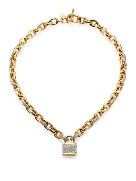 michael kors padlock toggle necklace|michael kors lock necklace gold.